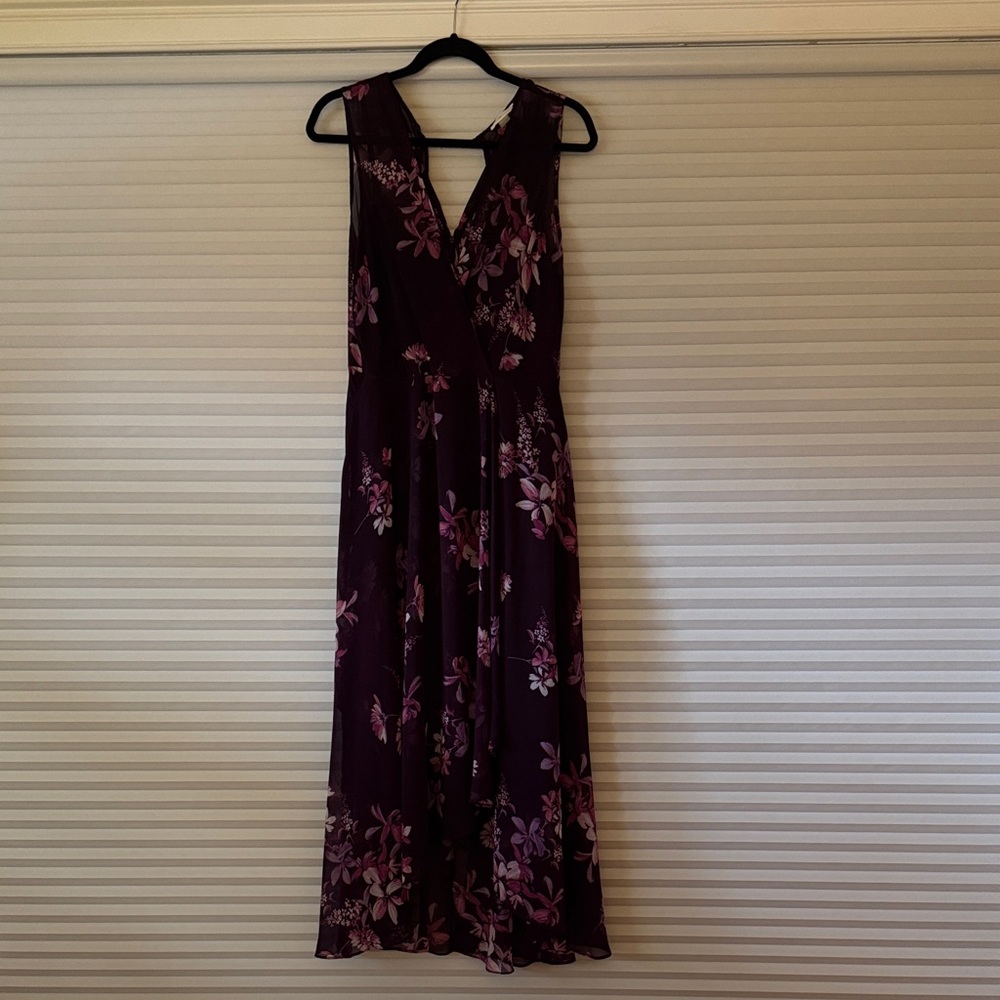 Calvin Klein Plum Floral High Low Dress
